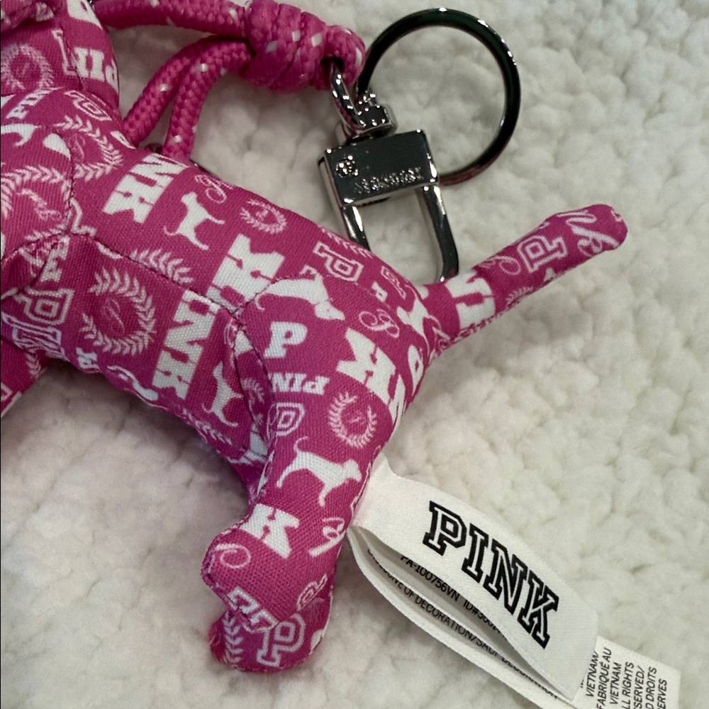 PINK Victoria's Secret Dog Keychain Holder - Pink and White - Picture 3 of 11
